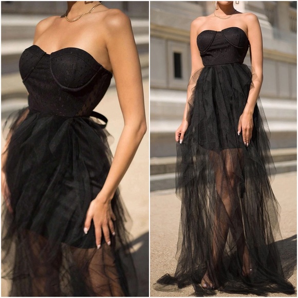 Dresses & Skirts - Luxurious Mesh Wedding Prom Black Tie Formal Dress